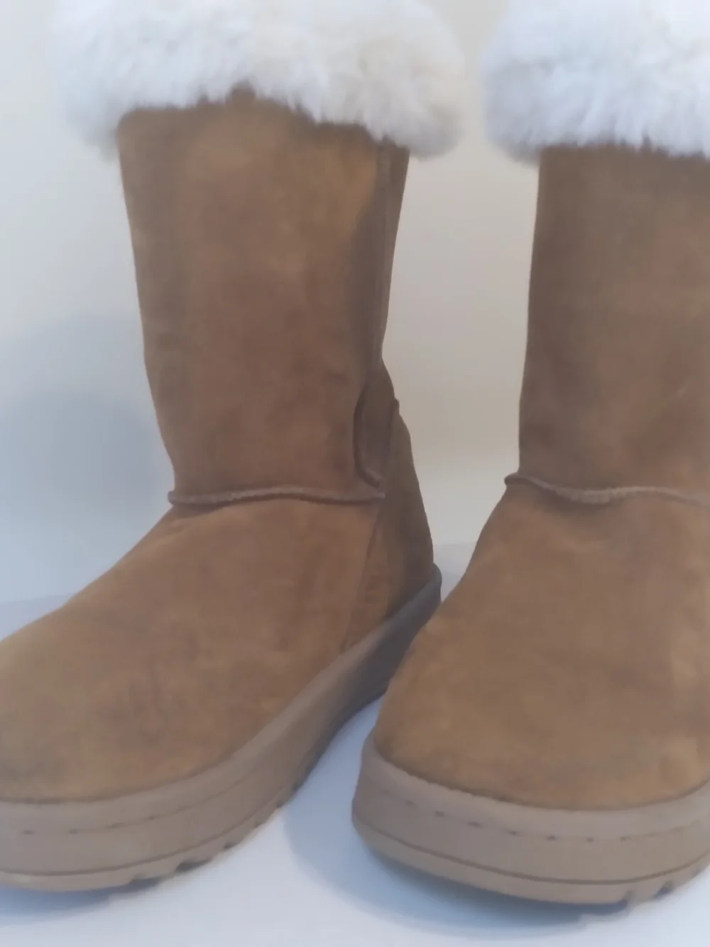 SO Girls Fuzzy Faux Gur-Lined Suede Winter Boots - Chestnut
